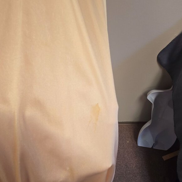 Vintage S Peach Lace-Trimmed Full-Length Nightgown Tie-Back Glam Sexy Romantic - Picture 6 of 14